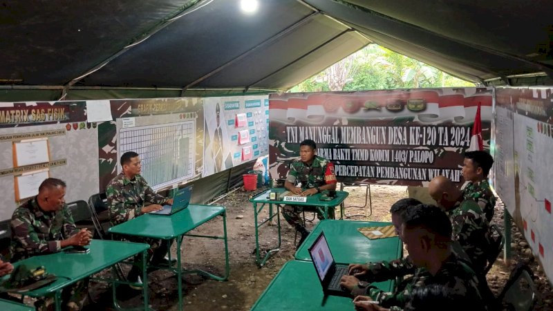 satgas TMMD palopo melakukan briefing terkait pencapaian pembangunan hingga 29 hari ini