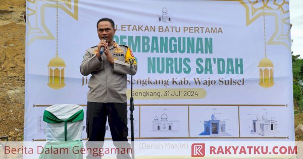 Kapolres Wajo Hadiri Peletakan Batu Pertama Pembangunan Masjid Nurus Sa’dah