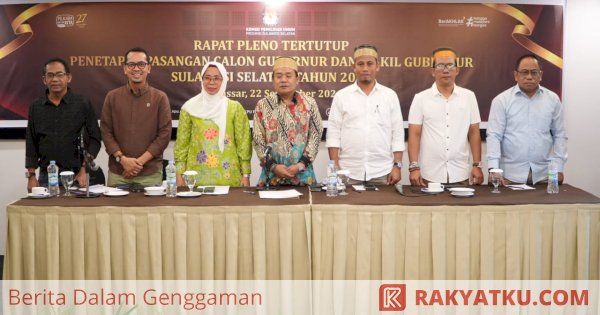 Ditetapkan KPU, Dua Pasang Calon Bertarung Pemilihan Gubernur Sulsel