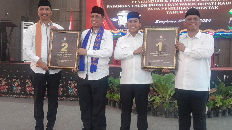 Dua Pasangan Calon Kepala Daerah Wajo Pengundian Nomor Urut, Bupati Incumbent No 2