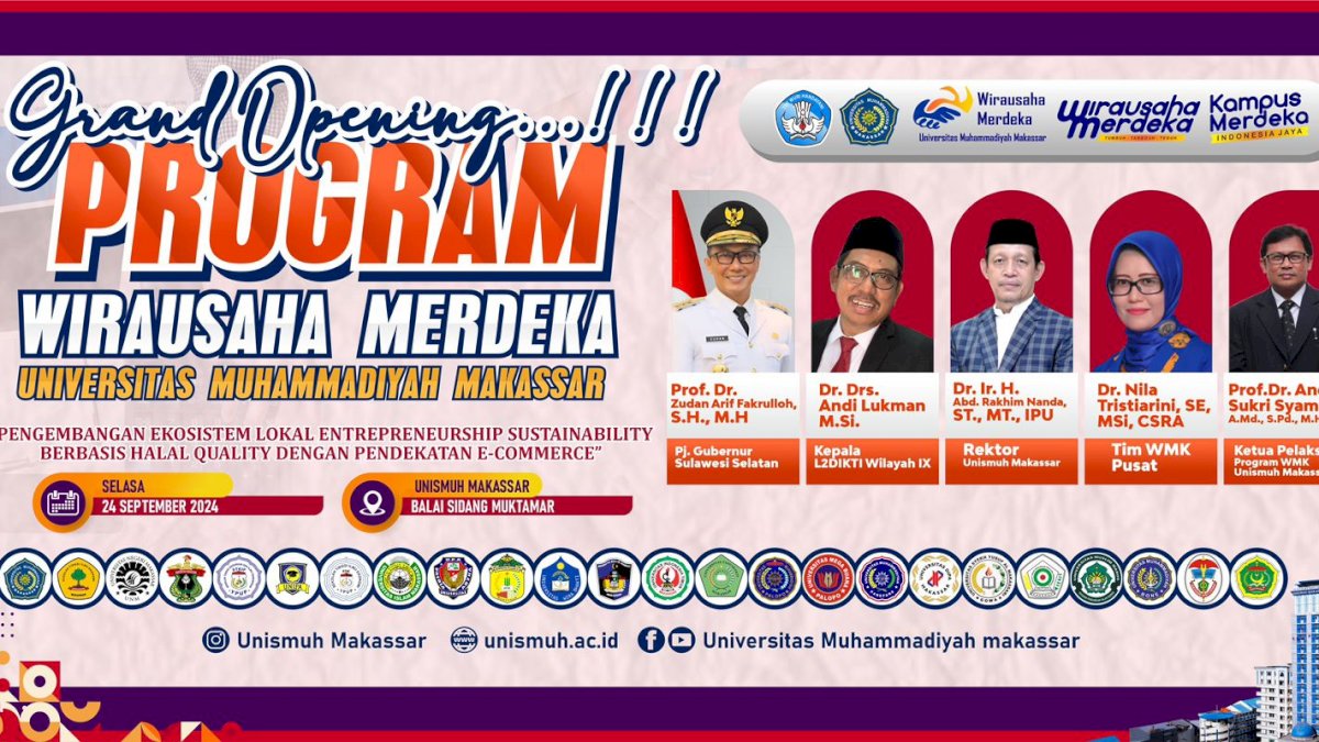 Dibuka Besok, Program Wirausaha Merdeka Unismuh Bakal Diikuti 597 Peserta dari 24 Perguruan Tinggi di Sulsel