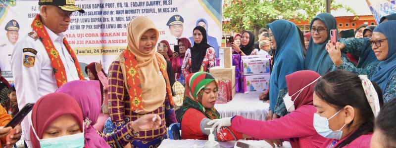 Prof Fadjry Tinjau Uji Coba Makan Bergizi dan Pemeriksaan Kesehatan Gratis di Luwu