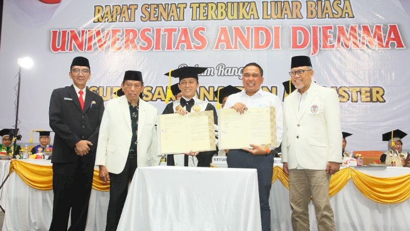 Penandatanganan MoU antara PT Vale Indonesia dengan Universitas Andi Djemma (Unanda) Palopo di Gedung Saodenrae Convention Center (SCC) Palopo, Senin (26/5/2025). (Foto: PT Vale Indonesia)