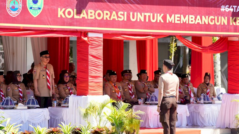 Pesan Sekprov Sulsel Saat Pimpin Apel Besar Hari Pramuka ke-64 di Barru