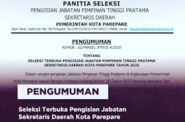 Pemkot Parepare Buka Seleksi Terbuka Calon Sekda