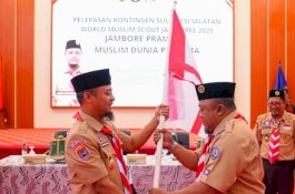 Gubernur Andi Sudirman Lepas 460 Pramuka Kontingen Sulsel ke World Muslim Scout Jamboree 2025