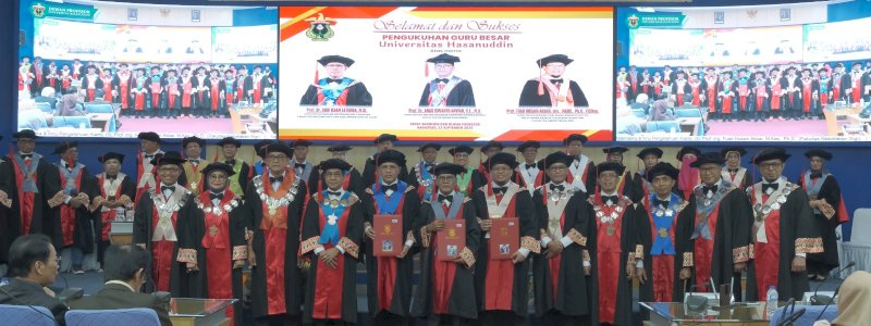 Penerimaan Anggota Baru Dewan Guru Besar Unhas, Tiga Professor Dikukuhkan