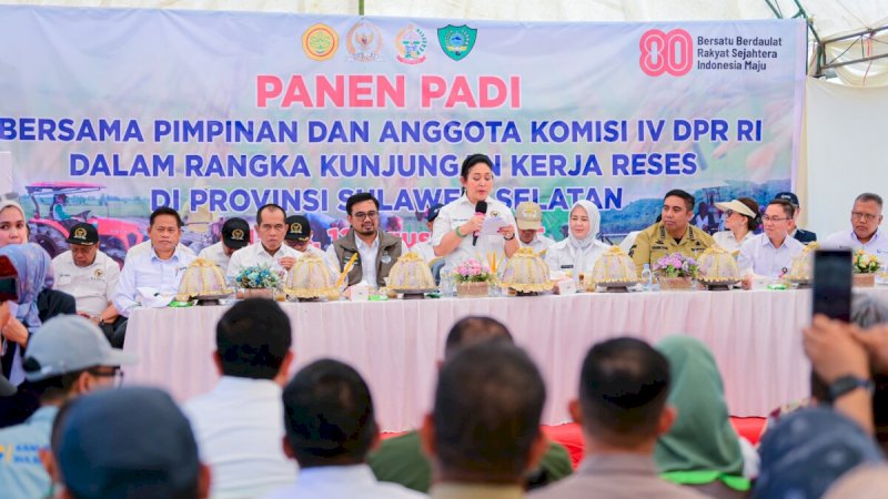 Bupati Chaidir Syam Dampingi Komisi IV DPR RI Panen Raya di Maros