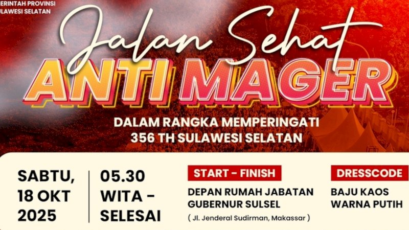 Ikuti Jalan Sehat Anti Mager 356 Tahun Sulsel! Hadiah Rumah, Umroh hingga Sepeda Motor Menanti
