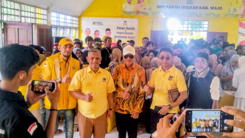 Ribuan Warga Wajo Serbu Pasar Murah dan Layanan Kesehatan Gratis HUT Partai Golkar di Wajo