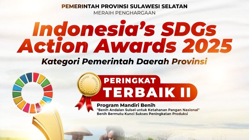 Sulsel Masuk Peringkat Terbaik II SDGs Action Awards Berkat Program Mandiri Benih