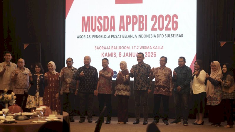 Asosiasi Pengelola Pusat Belanja Indonesia (APPBI) DPD Sulawesi Selatan dan Barat menggelar Musyawarah Daerah (MUSDA) APPBI Sulselbar 2026 pada Kamis (8/1/2025) di Saoraja Ballroom, Wisma Kalla, Makassar