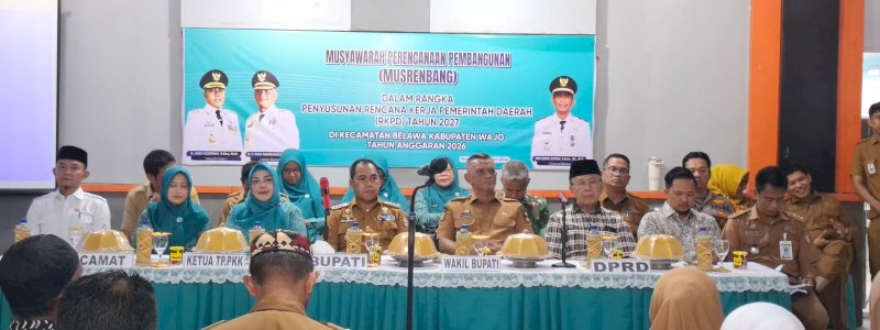 Pimpinan dan Anggota DPRD Wajo Kompak Hadiri Musrenbang Kecamatan Belawa