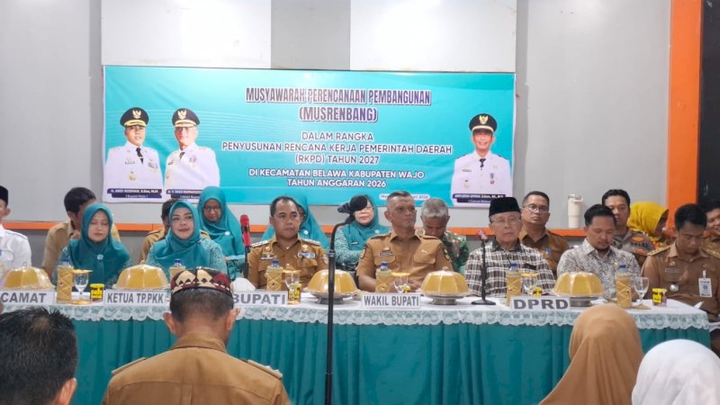 Pimpinan dan Anggota DPRD Wajo Kompak Hadiri Musrenbang Kecamatan Belawa
