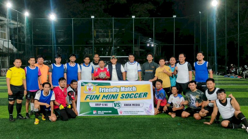 Skor 7:7, Denintel Kodam Hasanuddin Gelar Pertandingan Persahabatan Mini Soccer Lawan Awak Media