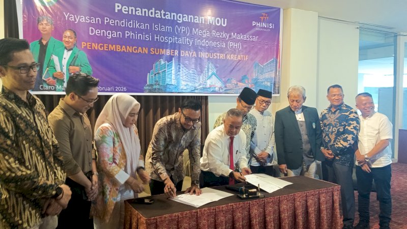 Penandatanganan kerjasama PHI-YPI Mega Rezky berlangsung,Executive Launge Claro hotel, jumat (20/2)