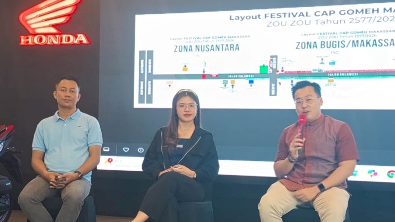 Ki-kan Yuda Kriswana Digital Business & Solution Manager BNI kanwil VII, Benedicta Caroline Corcom Astra Motor Sulsel, Eric Lim ketua Panitia Cap Go Meh 2026