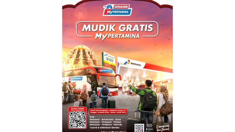 , PT Pertamina Patra Niaga Regional Sulawesi melalui Sales Area Sulawesi Selatan dan Sulawesi Barat menghadirkan program Mudik Gratis MyPertamina bagi masyarakat.