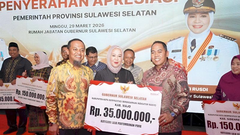 Pemkab Wajo Raih Apresiasi Pemprov Sulsel, Bukti Kinerja Ekonomi Terus Menguat