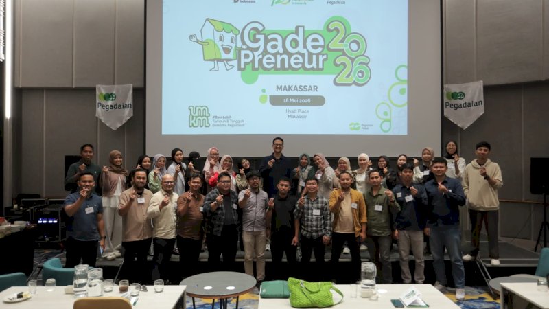 PT Pegadaian Kantor Wilayah VI Sulselbar Maluku program pemberdayaan bertajuk Gade Preneur UMKM yang digelar di Hotel Hyatt Makassar, Senin (18/5/2026).