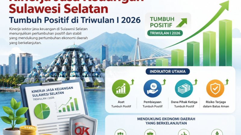 Kantor Otoritas Jasa Keuangan (OJK) Provinsi Sulawesi Selatan dan Sulawesi Barat mengonfirmasi bahwa stabilitas dan kinerja sektor jasa keuangan di wilayah ini tetap solid sepanjang Triwulan I 2026.