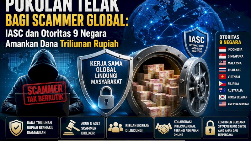 Indonesia Anti-Scam Centre (IASC) menuntaskan misi penegakan hukum siber terpadu bersama otoritas dari sembilan negara mitra melalui sebuah gerakan taktis bertajuk Operation FRONTIER+.