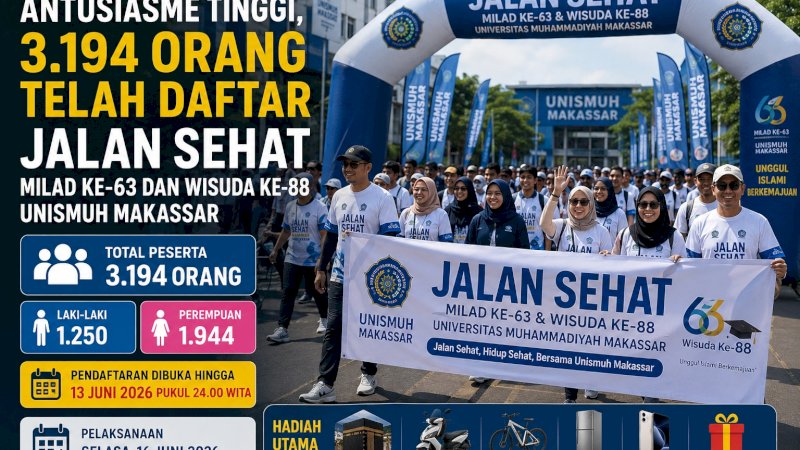 jumlah peserta yang telah terdaftar hingga Kamis (11/6/2026) mencapai 3.194 orang. Dari jumlah tersebut, sebanyak 1.250 peserta merupakan laki-laki dan 1.944 lainnya perempuan.