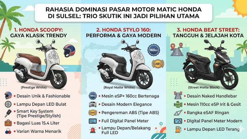 Trio skutik dari Astra Honda Motor Scoopy, Stylo 160, BeAt Street
