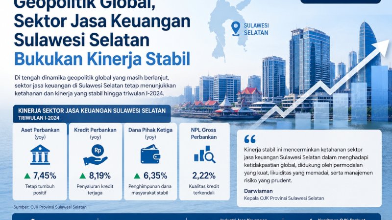 Kantor Otoritas Jasa Keuangan (OJK) Provinsi Sulawesi Selatan dan Sulawesi Barat memberikan penilaian positif terhadap performa sektor jasa keuangan di wilayah Sulawesi Selatan pada posisi April 2026