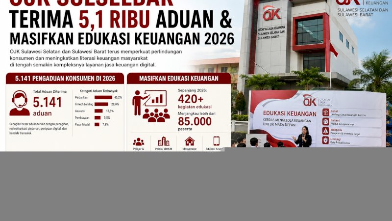 OJK Sulselbar telah menggelar 198 kegiatan edukasi keuangan. Program ini berhasil menjangkau lebih dari 2,2 juta peserta secara langsung maupun daring melalui berbagai inisiatif strategis, termasuk Gerakan Nasional Cerdas Keuangan (GENCARKAN) dan ajang Indonesia Sharia Financial Olympiad (ISFO) 2026.  