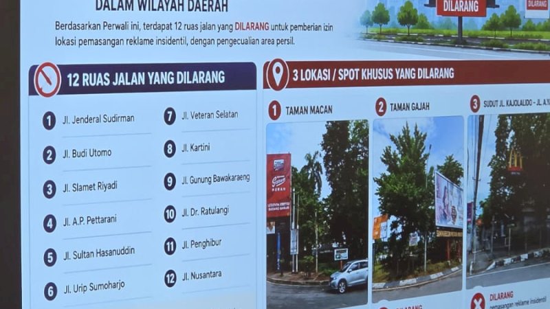 12 Ruas Jalan di Kota Makassar Dilarang Pasang Reklame 