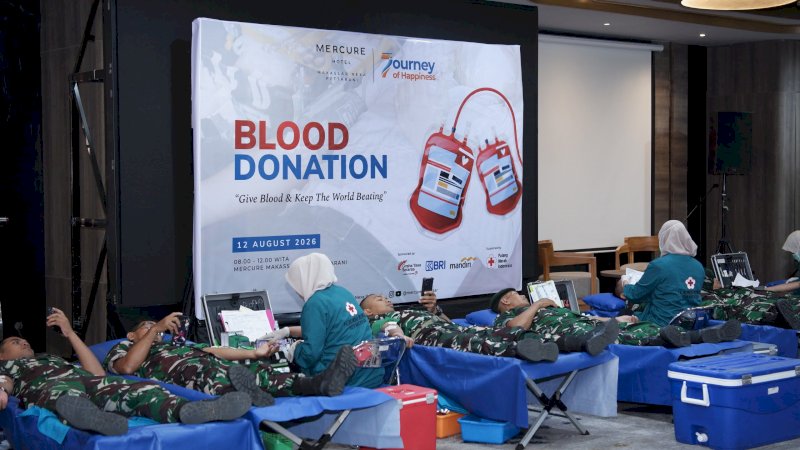 Mercure Makassar Nexa Pettarani menggelar kegiatan sosial donor darah bertajuk "Give Blood & Keep The World Beating" pada Rabu (12/8/2026).
