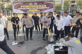 Polrestabes Makassar Musnahkan Barang Bukti 14,9 Kg Narkotika 