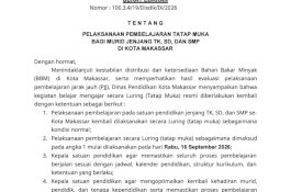 Siswa TK-SMP di Makassar Kembali Sekolah Tatap Muka Mulai Besok