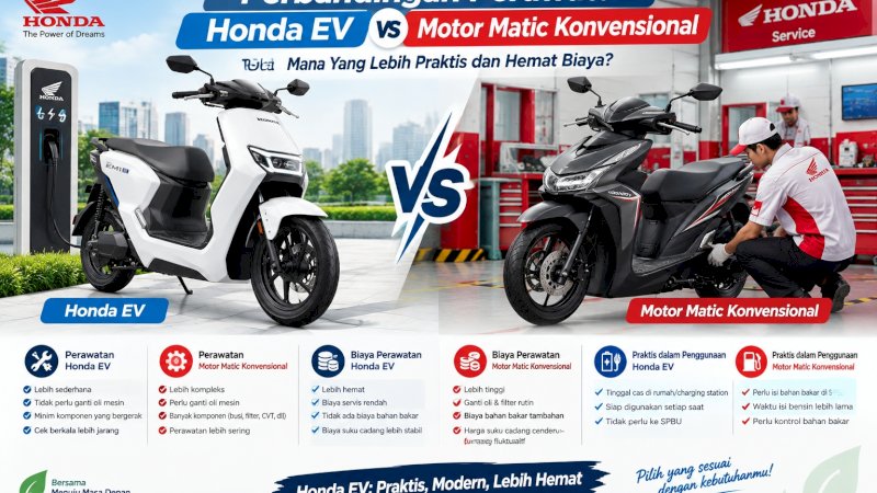 Pada motor matic konvensional, pemilik wajib melakukan penggantian oli mesin, oli gardan, busi, filter udara, serta pembersihan sistem CVT secara berkala. Sementara pada sepeda motor listrik Honda seperti Honda EM1 e:, ICON e:, dan CUV e:, komponen-komponen tersebut tidak ada. Pemilik tidak perlu lagi rutin datang ke bengkel hanya untuk ganti oli mesin