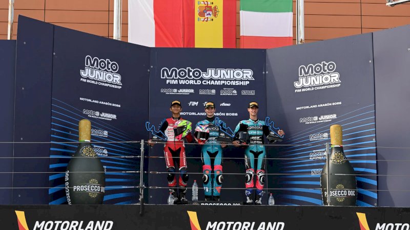 Ramadhipa menyabet podium kedua di ajang FIM Moto3 Junior World Championship di MotorLand Arag&oacute;n,