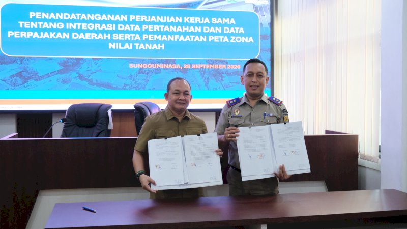 Pemkab Gowa dan BPN Teken Kerja Sama Integrasi Data Pertanahan dan Data Perpajakan Daerah