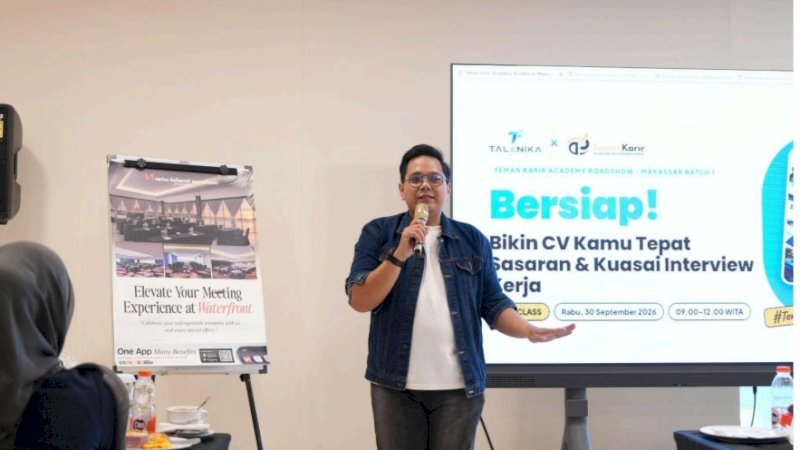 TALENIKA resmi menggelar Program Teman Karir Academy Batch 1. Kegiatan edukatif ini berlangsung di Swiss-Belhotel Waterfront Makassar pada Rabu (30/9/2026)