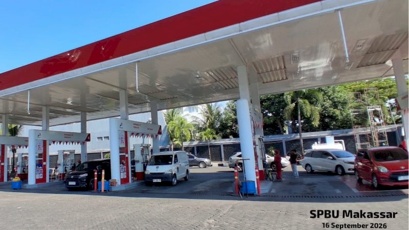 Tampak landai dan kondusif di salah satu SPBU di Makassar