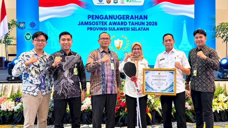 Pemkab Wajo Raih Juara III Jamsostek Award 2026 Sulsel, Lindungi 52.516 Pekerja