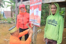 Mantap Pilih Anir-Lutfi, Warga Tompobulu Pangkep Pasang Spanduk Dukungan