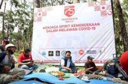 Bendera 75 Meter Dibentangkan di Kawasan Hutan lindung Pinus Rombeng