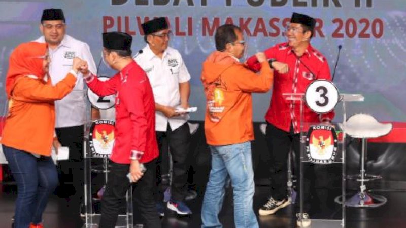 Para kandidat Pilkada Makassar 2020 usai debat publik putaran kedua yang berlangsung di Jakarta, Selasa (24/11/2020) malam.