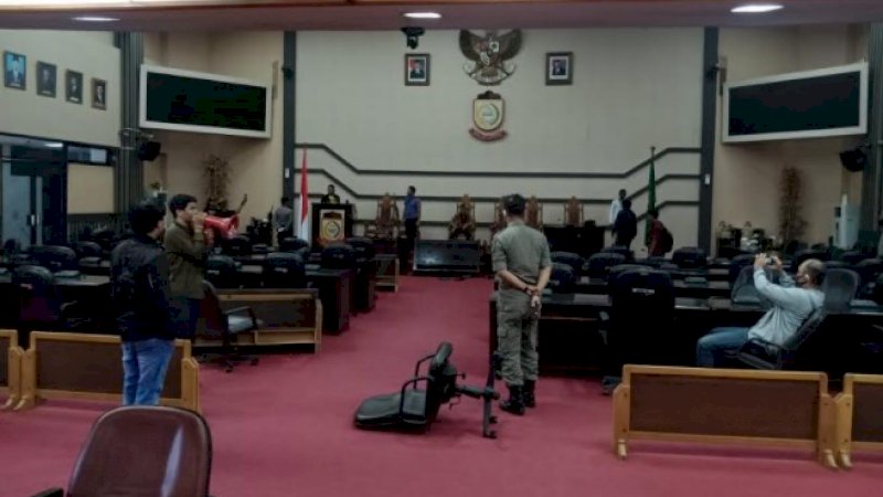 Suasana ruangan rapat paripurna DPRD Makassar, Selasa (1/9/2020).