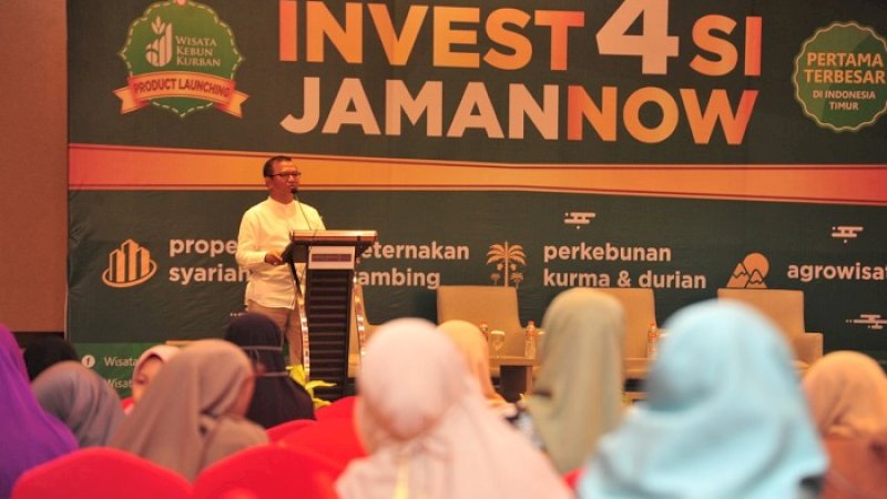 Wagub Sulsel Agus Arifin Nu'mang berbicara pada grand launching Kawasan Investasi Kebun dan Ternak di Hotel Harver Makassar, Minggu (4/2/2018).