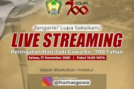 Besok, Peringatan Hari Jadi Gowa Ke-700 Tahun Dilaksanakan Virtual