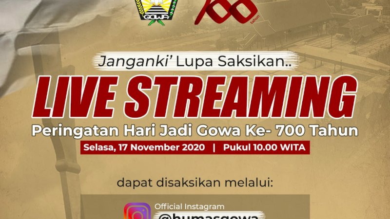 Besok, Peringatan Hari Jadi Gowa Ke-700 Tahun Dilaksanakan Virtual