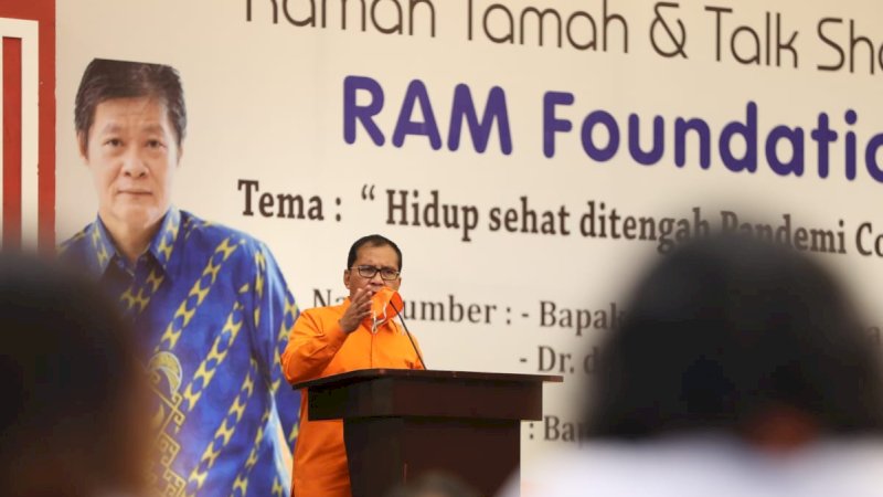 Moh Ramdhan Pomanto jadi narasumber diacara Talk Show RAM Foundation bertema "Hidup Sehat di Tengah Covid 19, di Makassar, Minggu,(20/9)