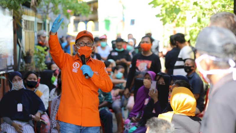 Danny Pomanto saat hadiri kampanye dialogis di kelurahan kampung Buyang kecamatan Mariso, Sabtu, (3/10).