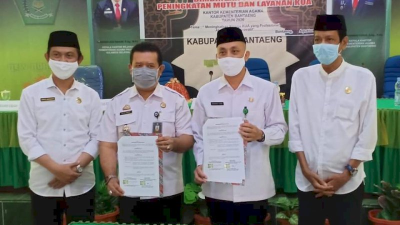 Kemenag Bantaeng dan Disdukcapil Teken MoU Pemutakhiran Data untuk Akses Data SIMKAH